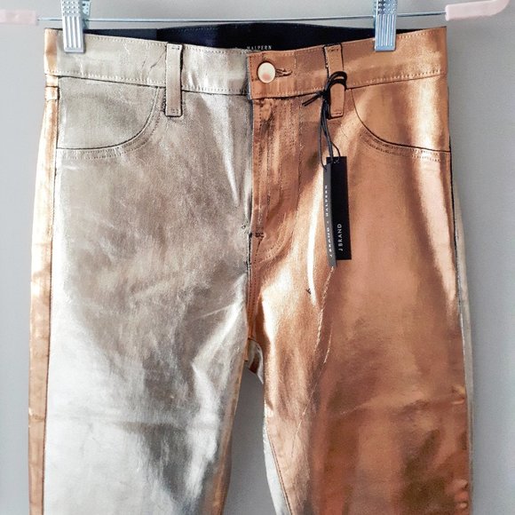 J Brand high shine gold high rise skinny jeans - Picture 10 of 11